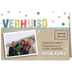 Verhuiskaart kleurrijk confetti av