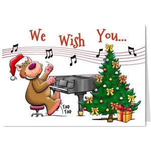 Grappige kerstkaart met beertjes in muziekthema