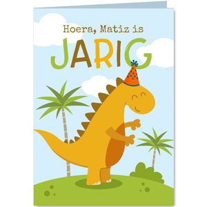 Verjaardagskaart met vrolijke dino