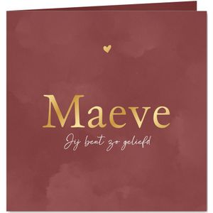Roze waterverf geboortekaartje met goud roze