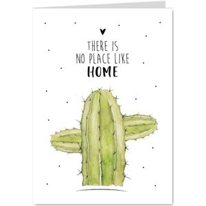 Wenskaart botanisch cactus there is no place like home