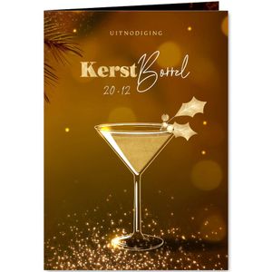 Goudlook kerstborrel uitnodiging kerstcocktail hulsttakje