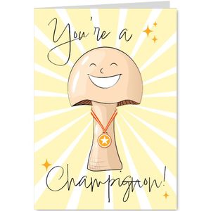 Bedankkaart humor champignon illustratie you're a champion
