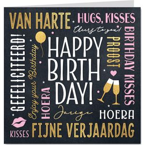 Felicitatie kaart verjaardag vrouw teksten krijtbord