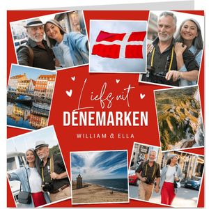 Fotocollage vakantie liefs uit Denemarken hartjes