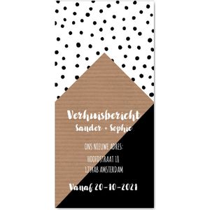 Verhuiskaart grafisch huis stippen zwart-wit