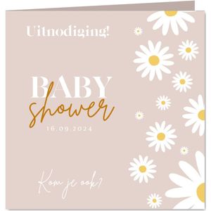Babyshower uitnodiging madeliefjes