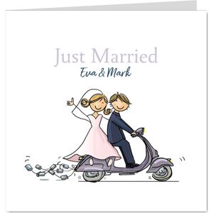 Felicitatiekaart Vespa scooter just married