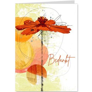 Bedankkaart oranje bloem cirkels