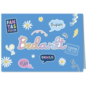 Bedankkaart vrolijke stickers