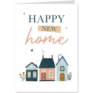 Felicitatiekaart nieuwe woning met schattige huisjes