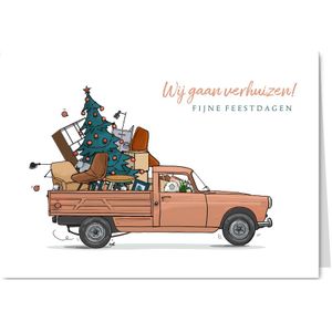 Kerstkaart Pickup Peugeot 404 oranje