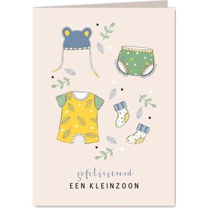 Felicitatie kleinzoon babykleertjes