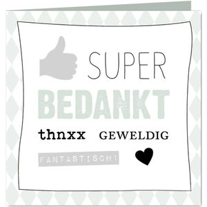 Bedankt zwart-wit pastel