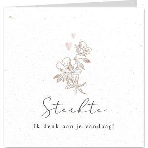 Minimalistische moederdagkaart sterkte denken aan bloem hart