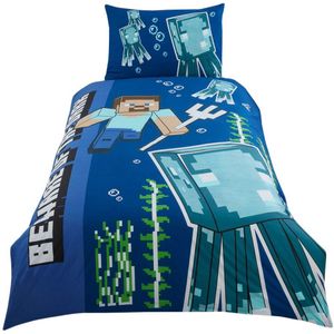 Minecraft - Leuchtet im Dunkeln - Bettwäsche-Set (Einzelbett) (Blau/Grün)
