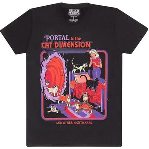 Steven Rhodes - "Portal To The Cat Dimension" T-Shirt für Herren/Damen Unisex (L) (Schwarz)