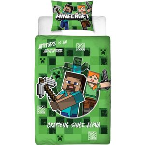 Minecraft - Blockkaro - Bettwäsche-Set (Einzelbett) (Bunt)