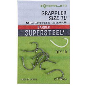 Korum Grappler Supersteel Eyed - Barbed (10pcs)