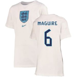 2022-2023 England Crest Tee (White) - Kids (Maguire 6)