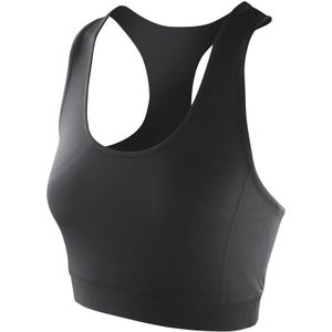 Spiro Damen Impact Softex Plain Crop Top (XL) (Schwarz)