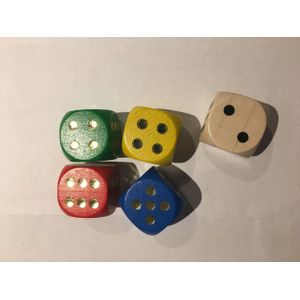 HOT Games - Gekleurde Houten Dobbelstenen 25mm (10 stuks) - Geschikt voor alle leeftijden en 2 spelers per kleur