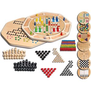 Houten Spellenverzameling 9 - Klassieke spellen voor alle leeftijden en spelers