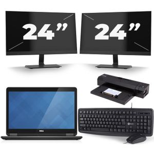 Dell Latitude E7440 - Intel Core i5-4e Generatie - 14 inch - 8GB RAM - 256GB SSD - Windows 11 + 2x 24 inch Monitor