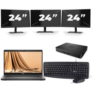 Dell Latitude 5401 - Intel Core i7-9e Generatie - 14 inch - 16GB RAM - 480GB SSD - Windows 11 + 3x 24 inch Monitor