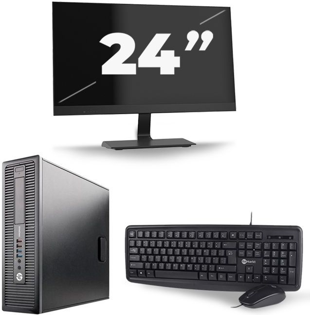 HP EliteDesk 800 G1 SFF - Intel Core i5-4e Generatie - 8GB RAM - 240GB SSD - Windows 10 + 1x 24 inch Monitor
