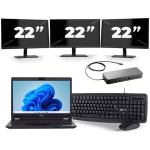 Fujitsu LifeBook U749 - Intel Core i5-8e Generatie - 14 inch - 16GB RAM - 512GB SSD - Windows 11 + 3x 22 inch Monitor