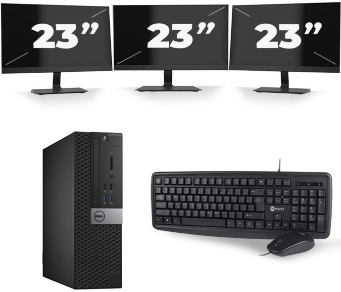 Dell Optiplex 3040 SFF - Intel Core i7-6e Generatie - 16GB RAM - 512GB SSD - Windows 11 + 3x 23 inch Monitor