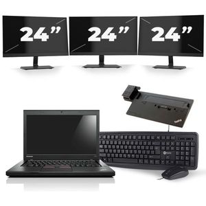 Lenovo ThinkPad L450 - Intel Core i5-4e Generatie - 14 inch - 8GB RAM - 240GB SSD - Windows 11 + 3x 24 inch Monitor