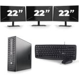 HP ProDesk 600 G1 SFF - Intel Core i3-4e Generatie - 8GB RAM - 120GB SSD - Windows 10 + 3x 22 inch Monitor