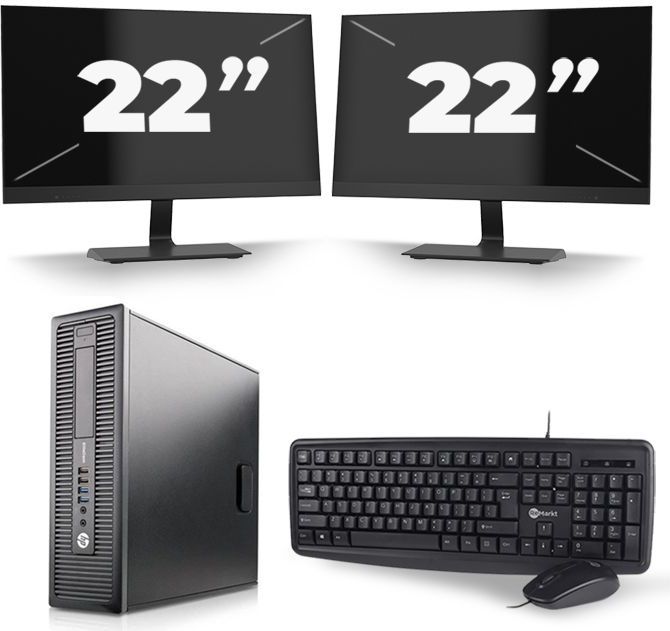 HP ProDesk 600 G1 SFF - Intel Core i3-4e Generatie - 8GB RAM - 128GB SSD - Windows 10 + 2x 22 inch Monitor