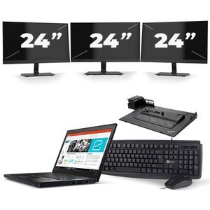 Lenovo ThinkPad X270 - Intel Core i5-6e Generatie - 12 inch - 8GB RAM - 240GB SSD - Windows 11 + 3x 24 inch Monitor