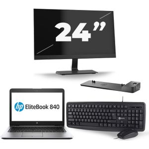 HP EliteBook 840 G1 - Intel Core i5-4e Generatie - 14 inch - 8GB RAM - 240GB SSD - Windows 11 + 1x 24 inch Monitor