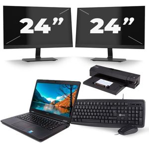 Dell Latitude E5450 - Intel Core i5-5e Generatie - 14 inch - 8GB RAM - 240GB SSD - Windows 11 + 2x 24 inch Monitor