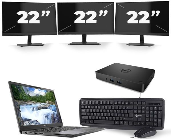 Dell Latitude 7300 - Intel Core i5-8e Generatie - 13 inch - 16GB RAM - 512GB SSD - Windows 11 + 3x 22 inch Monitor
