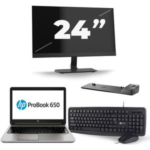 HP ProBook 650 G3 - Intel Core i5-7e Generatie - 15 inch - 8GB RAM - 240GB SSD - Windows 11 + 1x 24 inch Monitor