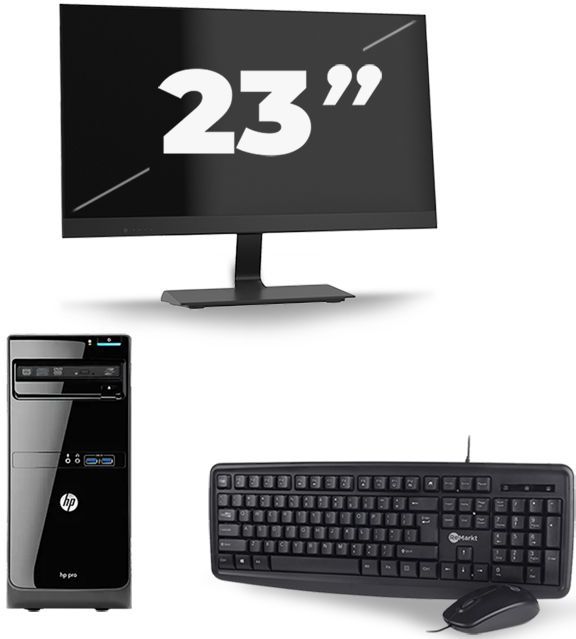 HP Pro 3500 Micro Tower - Intel Core i7-3e Generatie - 16GB RAM - 480GB SSD - Windows 10 + 1x 23 inch Monitor