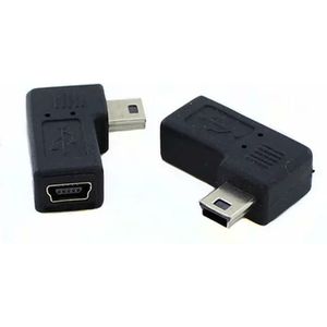 Mini USB Female to Male adapter, 90° hoek, rechts