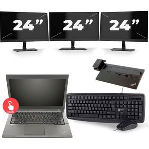 Lenovo ThinkPad T440s - Intel Core i5-4e Generatie - 14 inch - Touch - 8GB RAM - 240GB SSD - Windows 11 + 3x 24 inch Monitor
