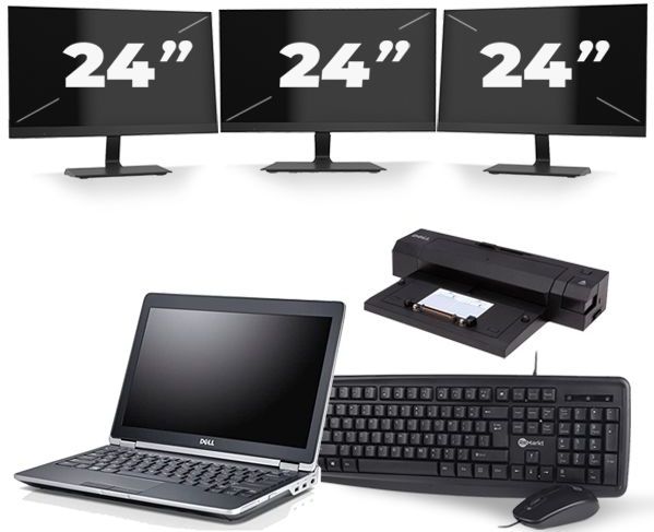 Dell Latitude E6320 - Intel Core i7-2e Generatie - 13 inch - 8GB RAM - 256GB SSD - Windows 10 + 3x 24 inch Monitor