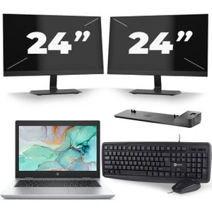 HP ProBook 645 G4 - AMD Ryzen 5 2500U - 14 inch - 8GB RAM - 240GB SSD - Windows 10 + 2x 24 inch Monitor