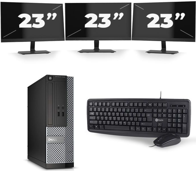 Dell Optiplex 3020 SFF - Intel Core i7-4e Generatie - 16GB RAM - 512GB SSD - Windows 10 + 3x 23 inch Monitor
