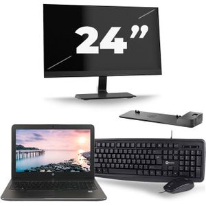 HP ZBook 15u G3 - Intel Core i7-6e Generatie - 15 inch - 16GB RAM - 512GB SSD - Windows 11 + 1x 24 inch Monitor