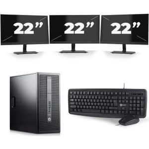 HP EliteDesk 800 G2 Tower - Intel Core i5-6e Generatie - 8GB RAM - 240GB SSD - Windows 11 + 3x 22 inch Monitor