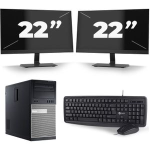 Dell Optiplex 7010 Micro Tower - Intel Core i7-3e Generatie - 16GB RAM - 480GB SSD - Windows 10 + 2x 22 inch Monitor