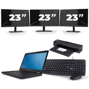 Dell Latitude E5550 - Intel Core i3-5e Generatie - 15 inch - 8GB RAM - 240GB SSD - Windows 11 + 3x 23 inch Monitor